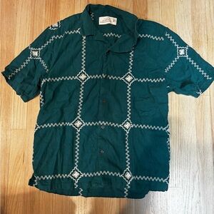 Banana Republic Teal and White Patterned Men's Shirt